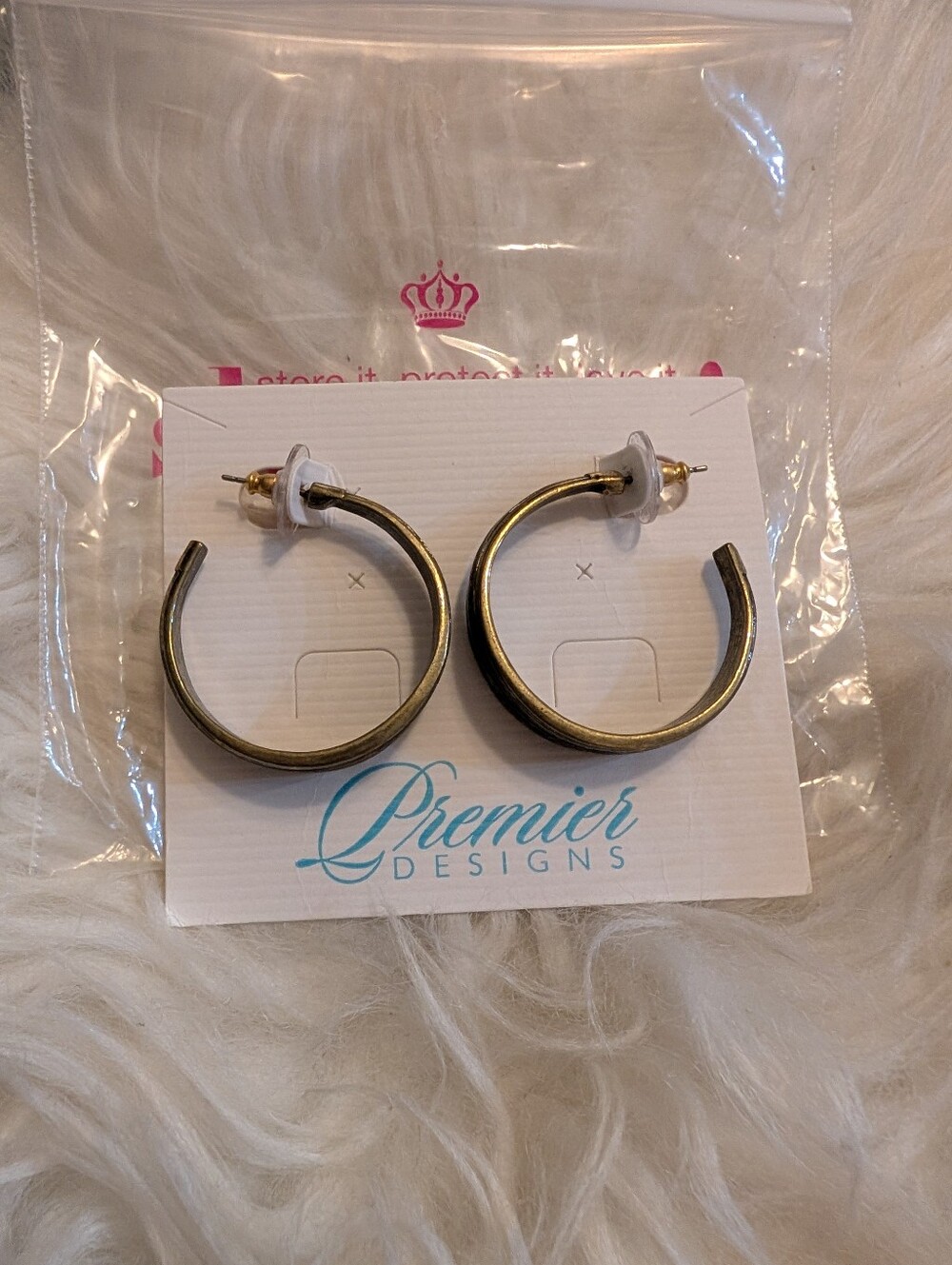 Premier Designs Antique Brass Hoop Earrings
